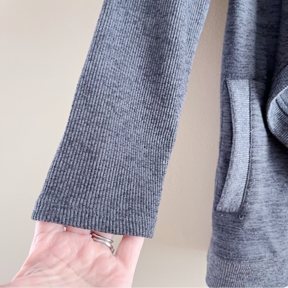 Athleta Blissful Wrap Hooded Cardigan Sweater Open Front Heather Charcoal Grey S - Picture 9 of 12